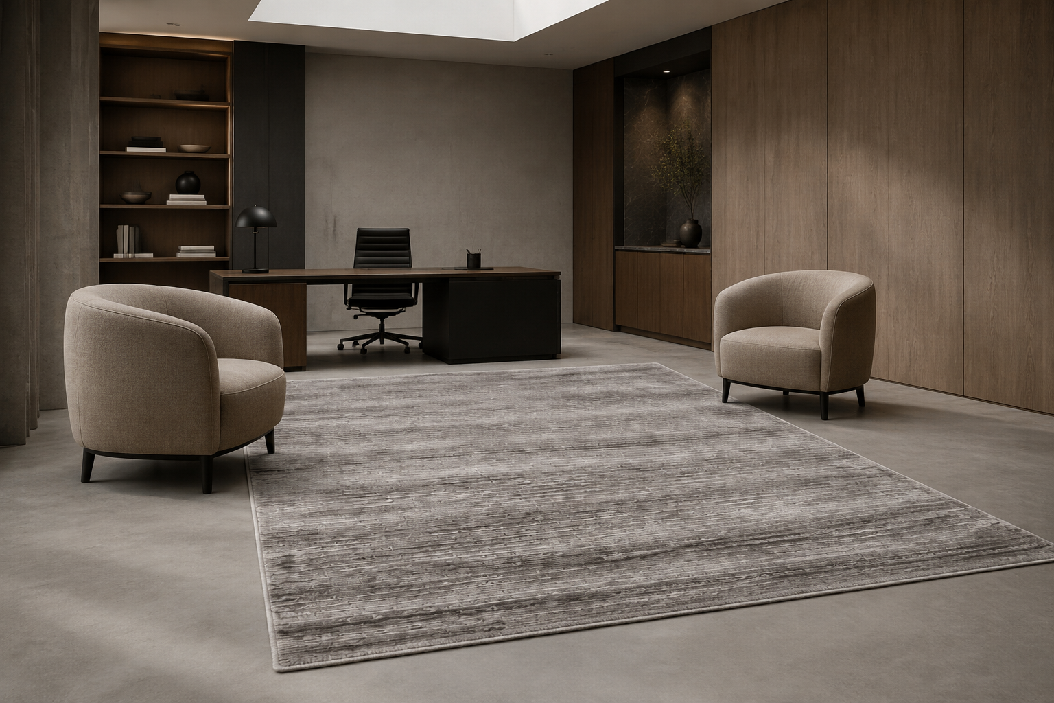 Gece Charcoal Silk Rug