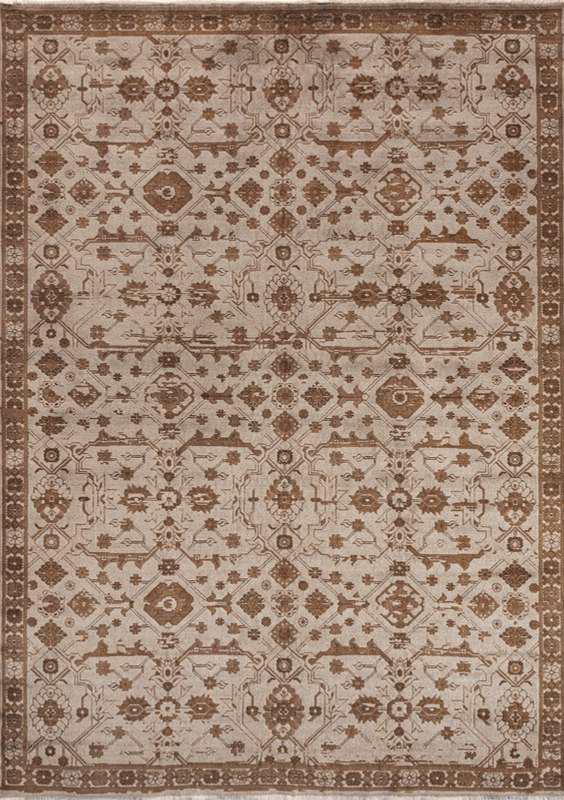 ABBY-7201 handcrafted wool rug in ivory, camel brown, cocoa with warm classic styling