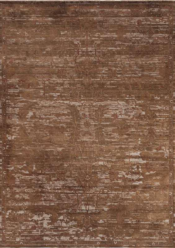 ABBY-7202 handcrafted wool rug in chestnut, rust brown, warm beige with modern distressed styling