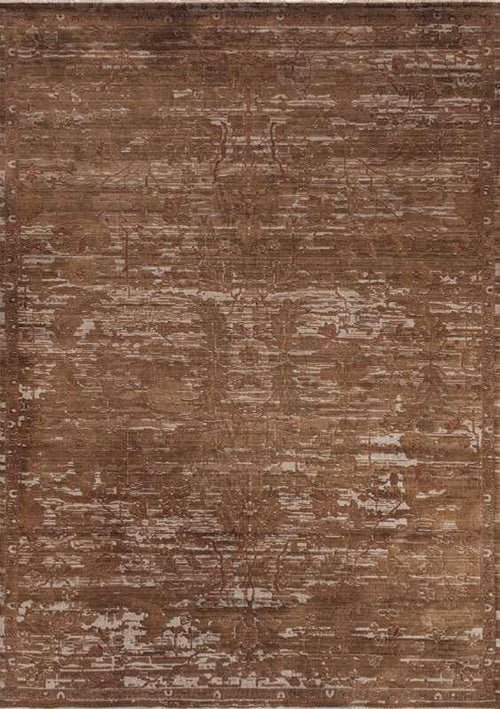 ABBY-7202 handcrafted wool rug in chestnut, rust brown, warm beige with modern distressed styling