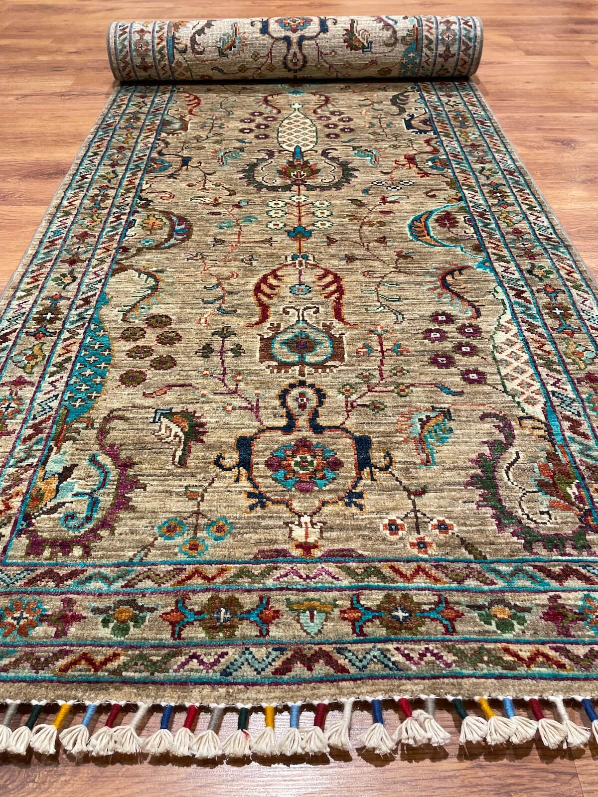 Afghan Binbirgece Handwoven Runner Rug – 84X301 by Camel Carpet