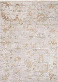 AISHA-5802 handcrafted wool rug in ivory, sand, pale blue with minimal distressed styling