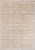 AISHA-5803 handcrafted wool rug in camel, ivory, pale blue, blush with neutral oushak styling