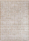 AISHA-5806 handcrafted wool rug in ivory, beige, pale blue, taupe with faded floral lattice styling