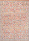 ANCIENT-7804 handcrafted wool rug in peach, coral, pale blue, ivory with pastel oushak styling