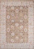 ANCIENT-7807 handcrafted wool rug in taupe, ivory, pale blue, blush with botanical lattice styling