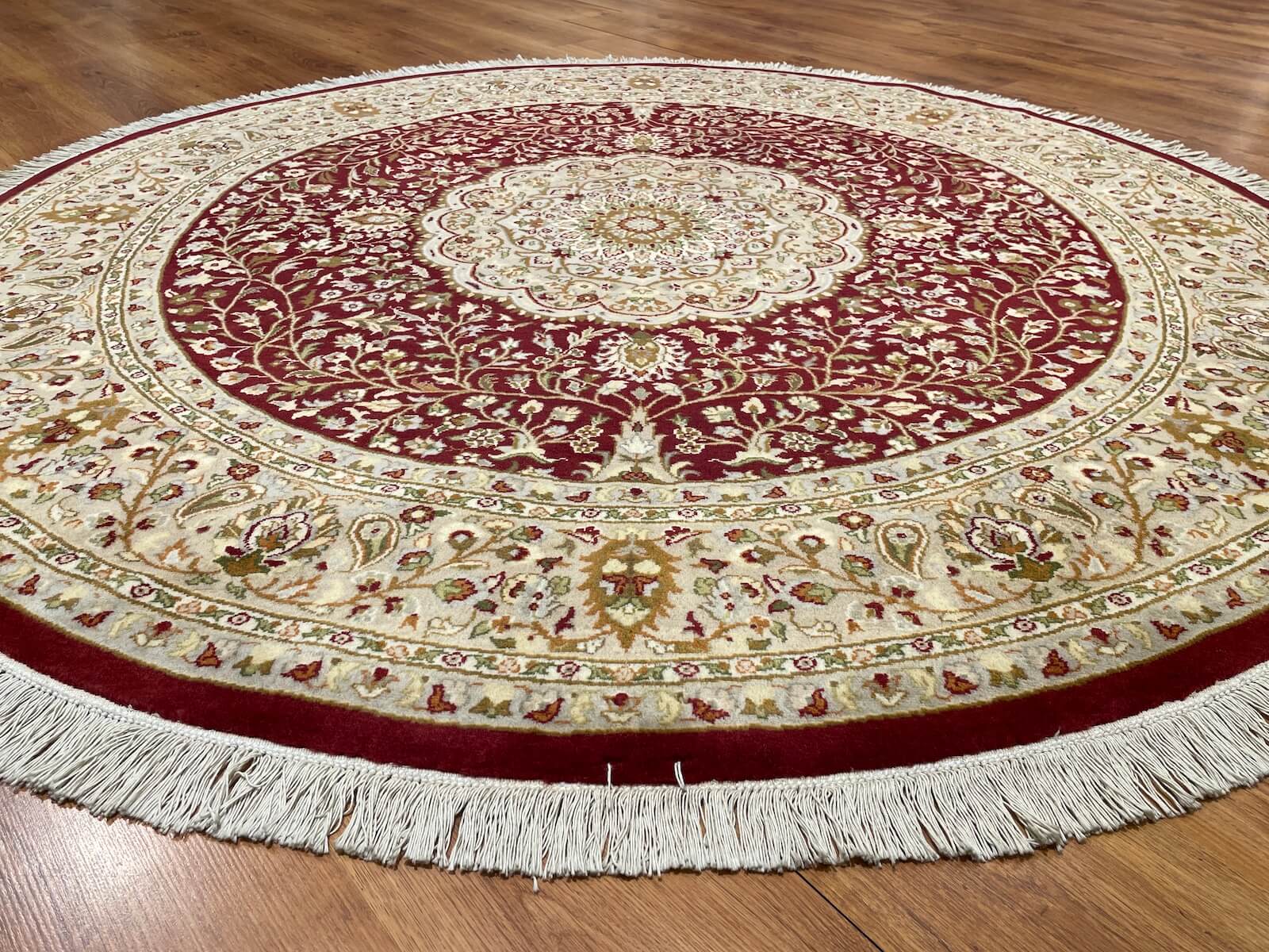 Antik Silk-Blend Usak Handwoven Round Rug – 186X188 by Camel Carpet