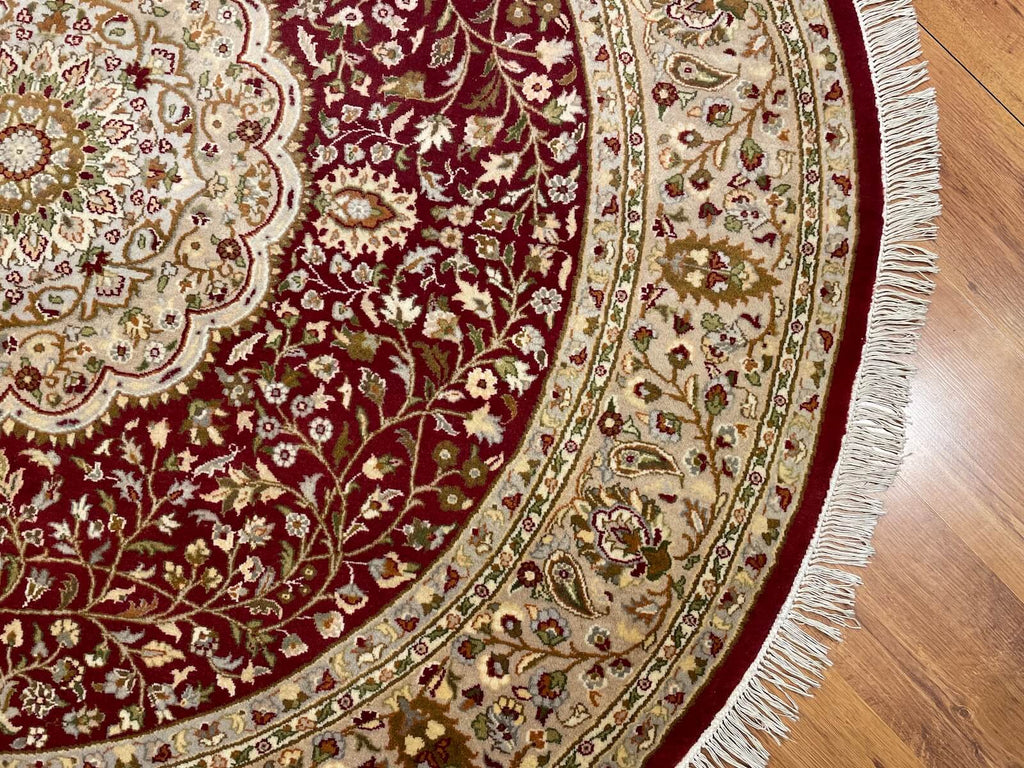 Antik Silk-Blend Usak Handwoven Round Rug – 186X188 by Camel Carpet