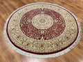 Antik Silk-Blend Usak Handwoven Round Rug – 186X188 by Camel Carpet