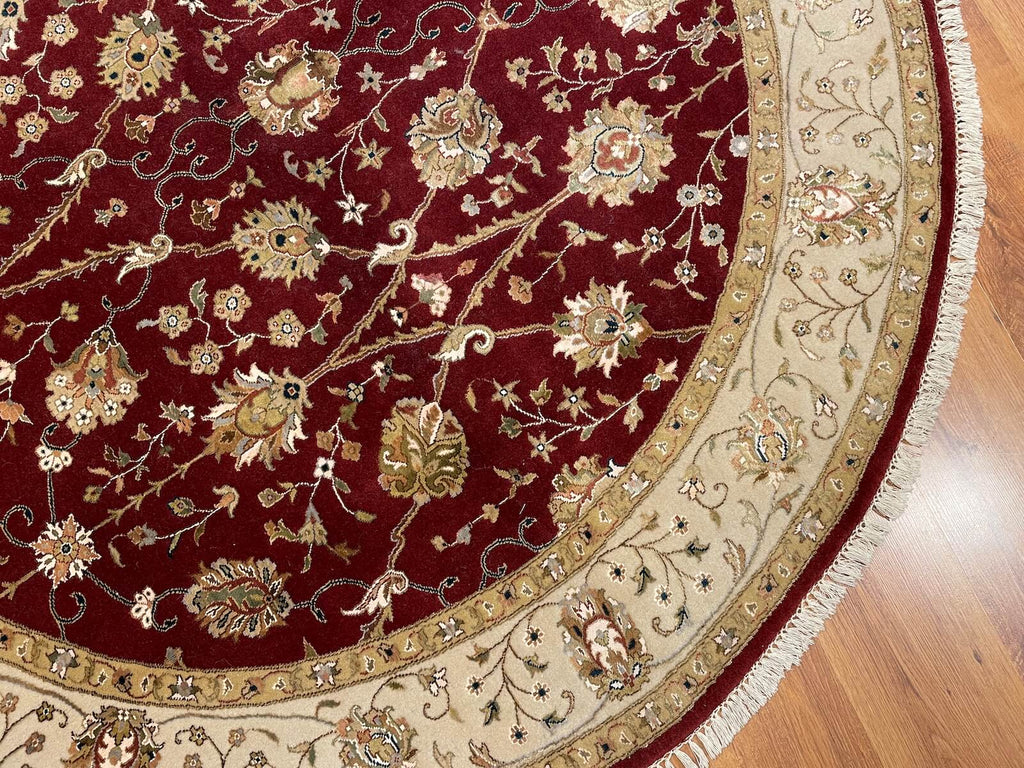 Antik Silk-Blend Usak Handwoven Round Rug – 184X184 by Camel Carpet