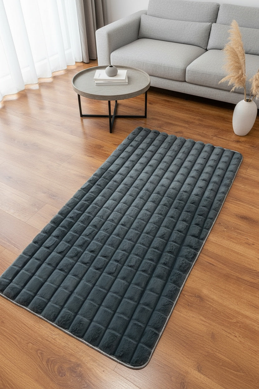Piramit Patterned Antrasit Pelus Rug by Camel Carpet