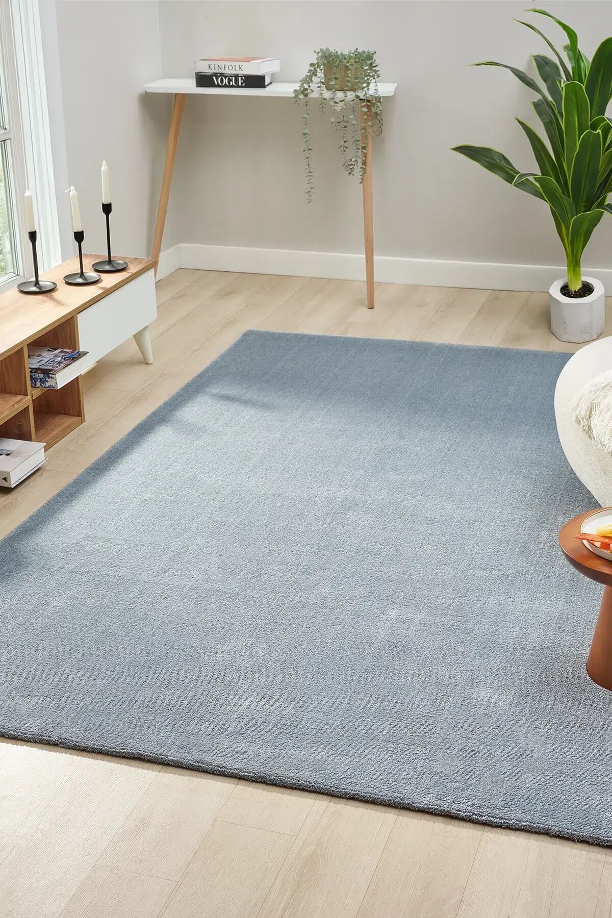 Bali Yumusak Dokulu Sade Blue Rug by Camel Carpet
