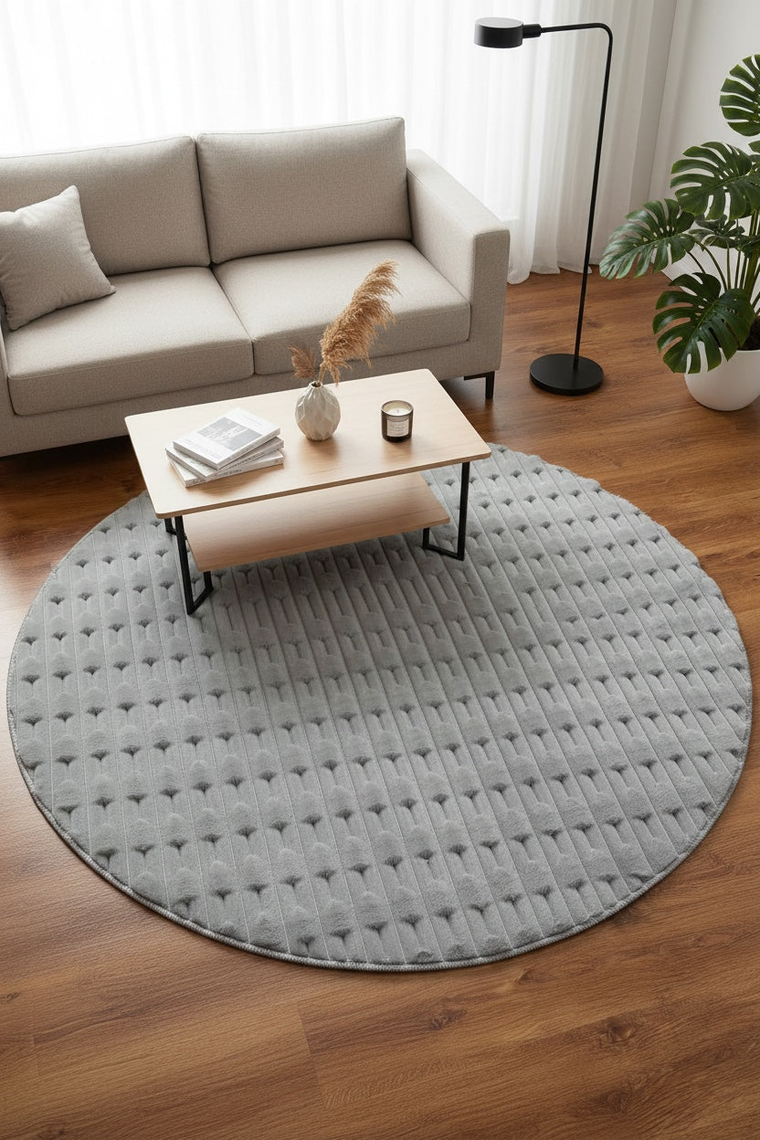 Bella Gray Round Pelus Rug by Camel Carpet
