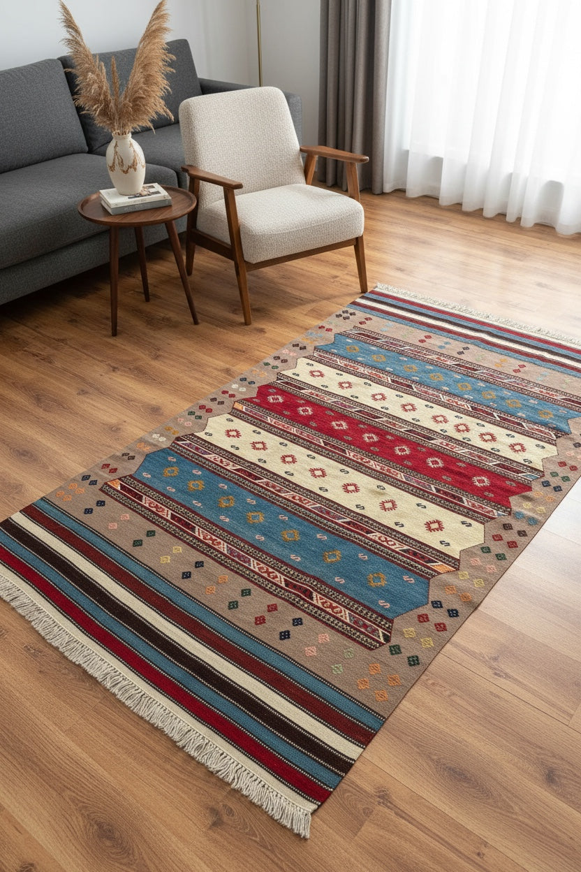 Bergama Cicim Handwoven Kilim – 022011 by Camel Carpet