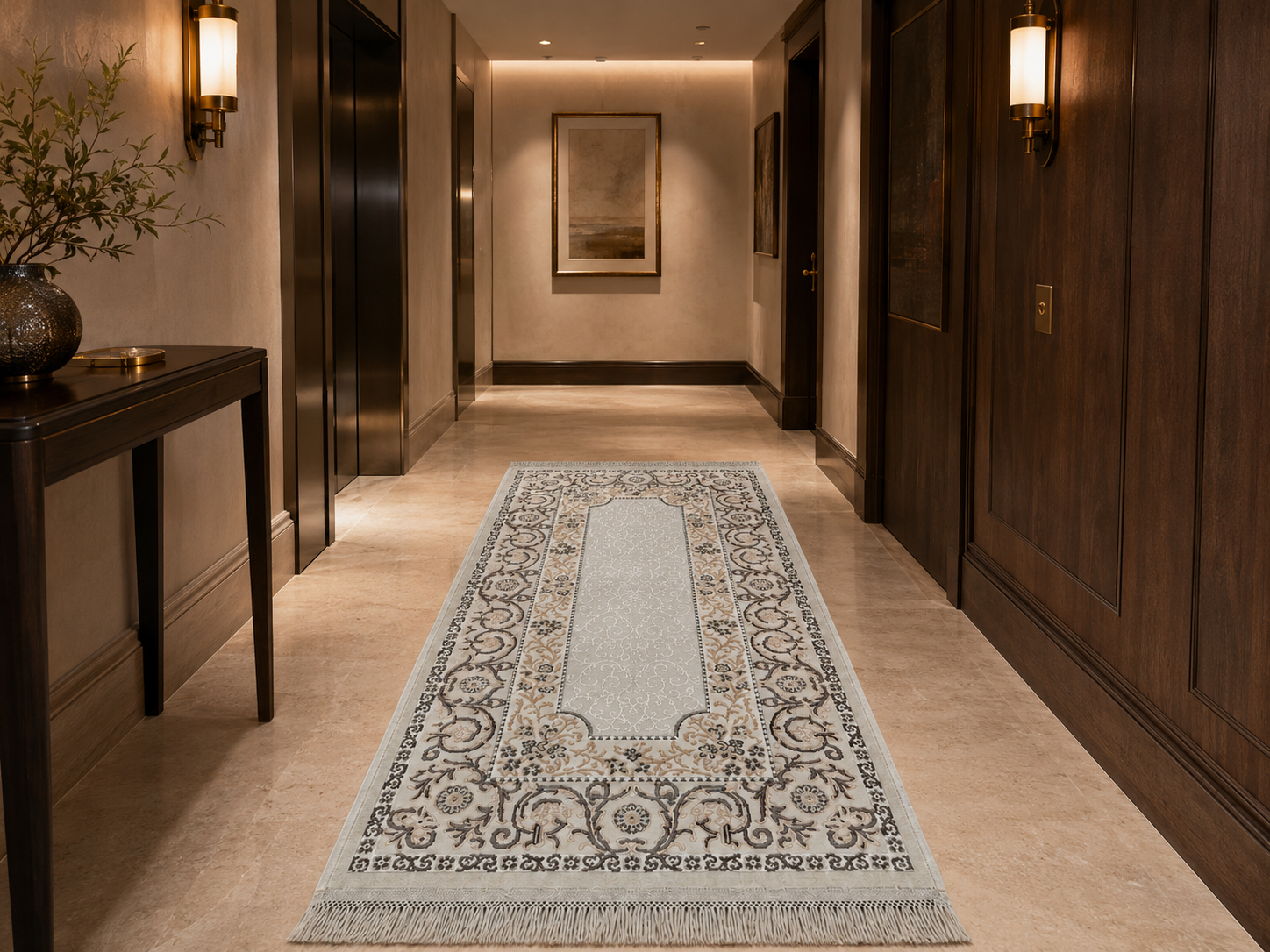 Divanhane Silver Silk Runner