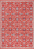 CAPPADOCIA-4202 handcrafted wool rug in red, ivory, navy, pale blue with red arabesque styling