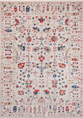 CAPPADOCIA-4209 handcrafted wool rug in ivory, red, navy, soft blue with ivory garden styling
