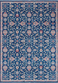CAPPADOCIA-4210 handcrafted wool rug in navy, ivory, red, pale blue with navy arabesque styling