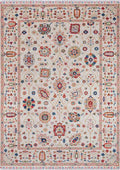 CAPPADOCIA-4212 handcrafted wool rug in ivory, red, navy, peach with scattered medallions styling