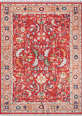 CAPPADOCIA-4216 handcrafted wool rug in red, beige, ivory, green with large floral palmette styling