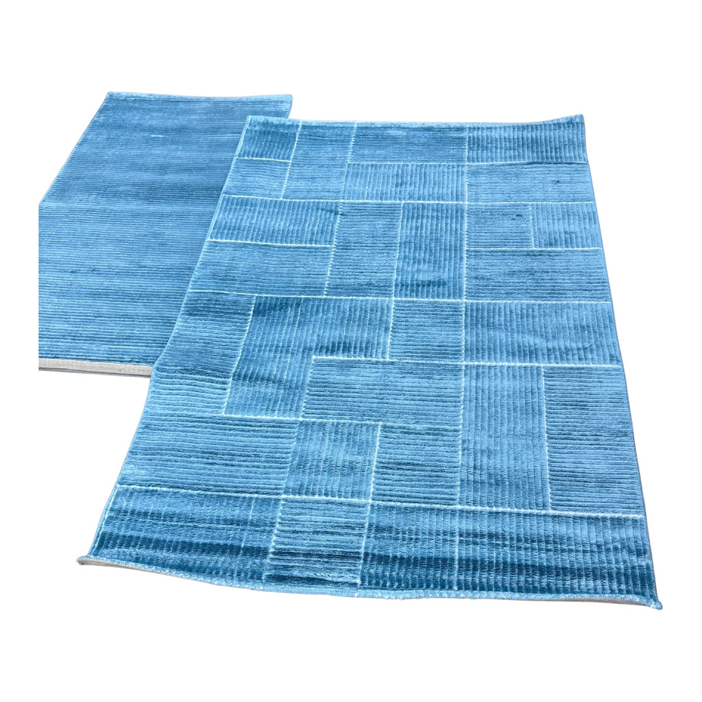 CC-DH-1003 mavi loom blue silk rug in sky blue; turquoise; soft navy