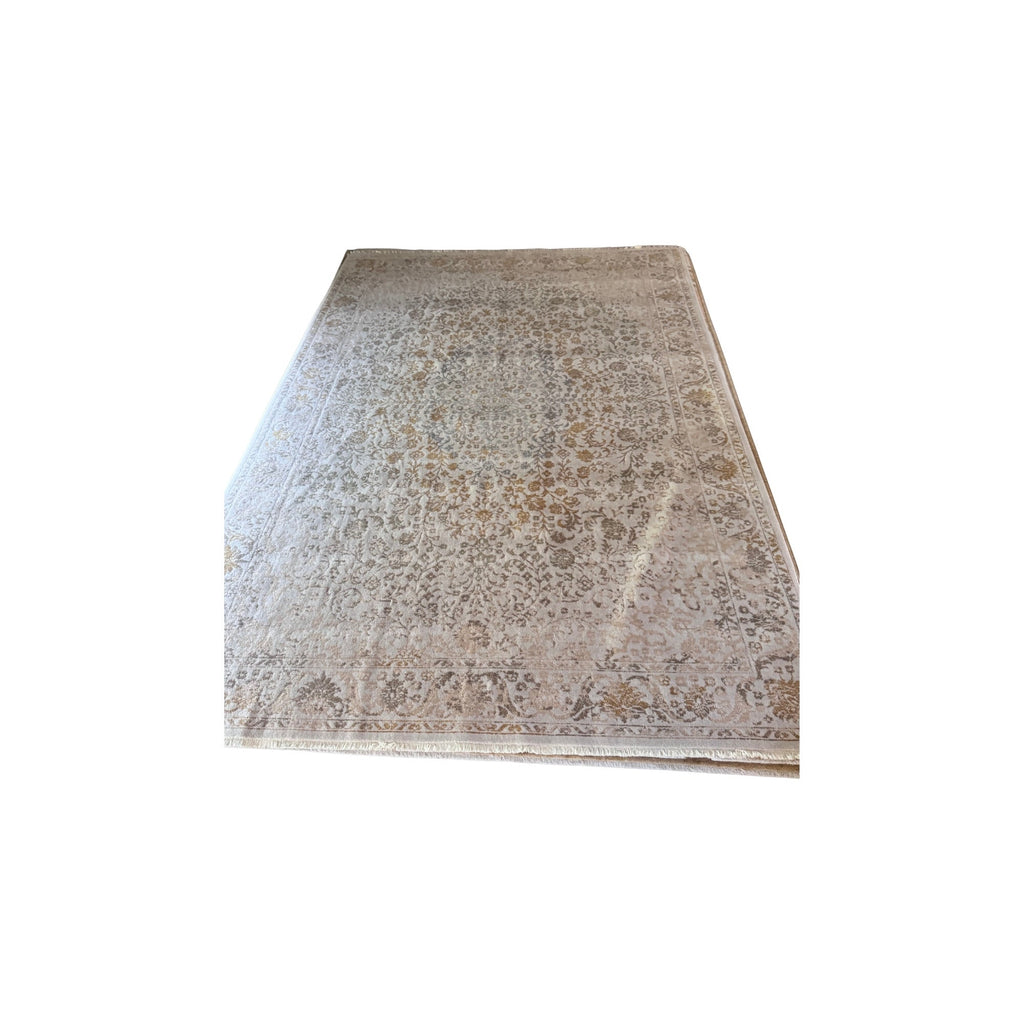 CC-DH-1012 ferman sand silk rug in sand; ivory; pale blue; muted rust