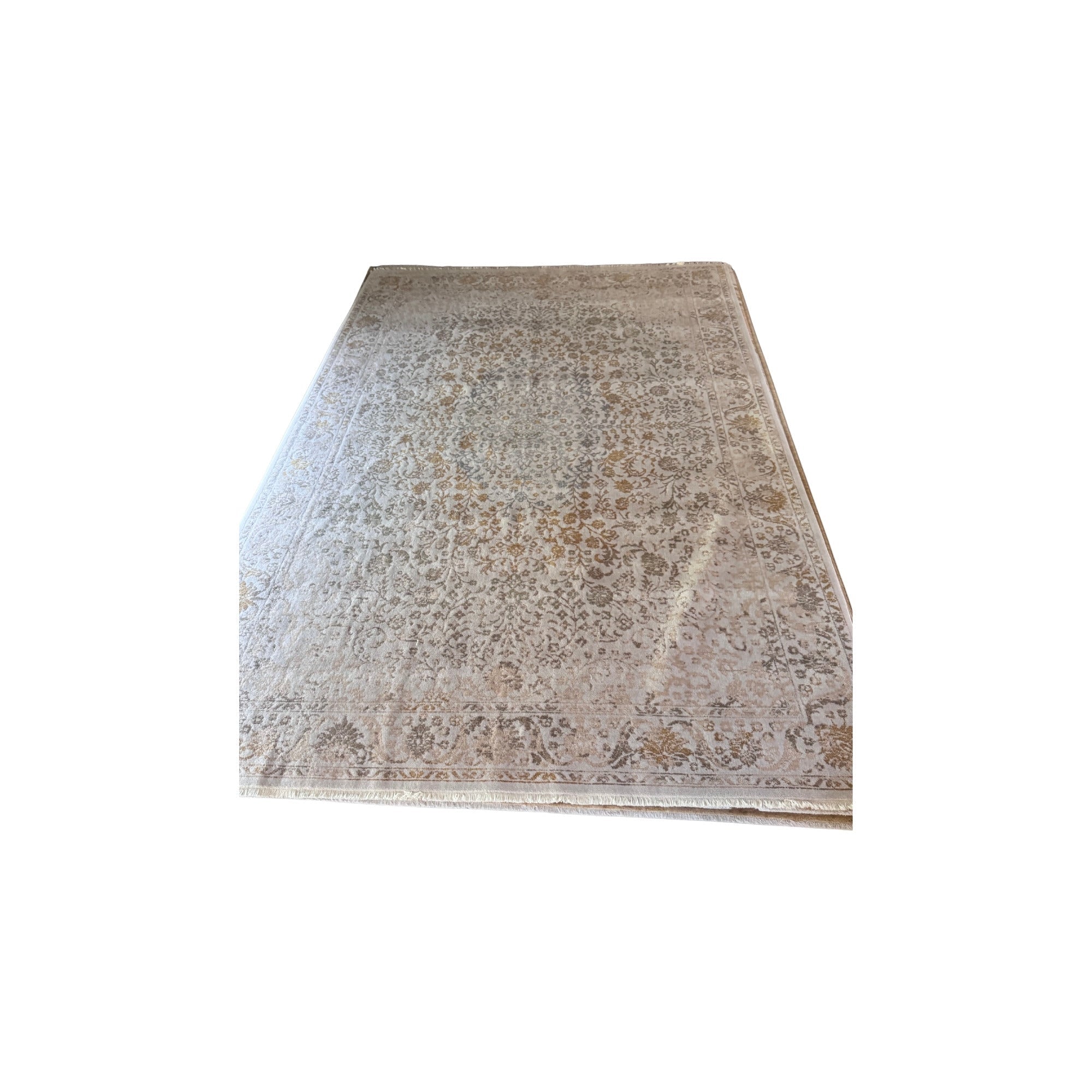 CC-DH-1012 ferman sand silk rug in sand; ivory; pale blue; muted rust