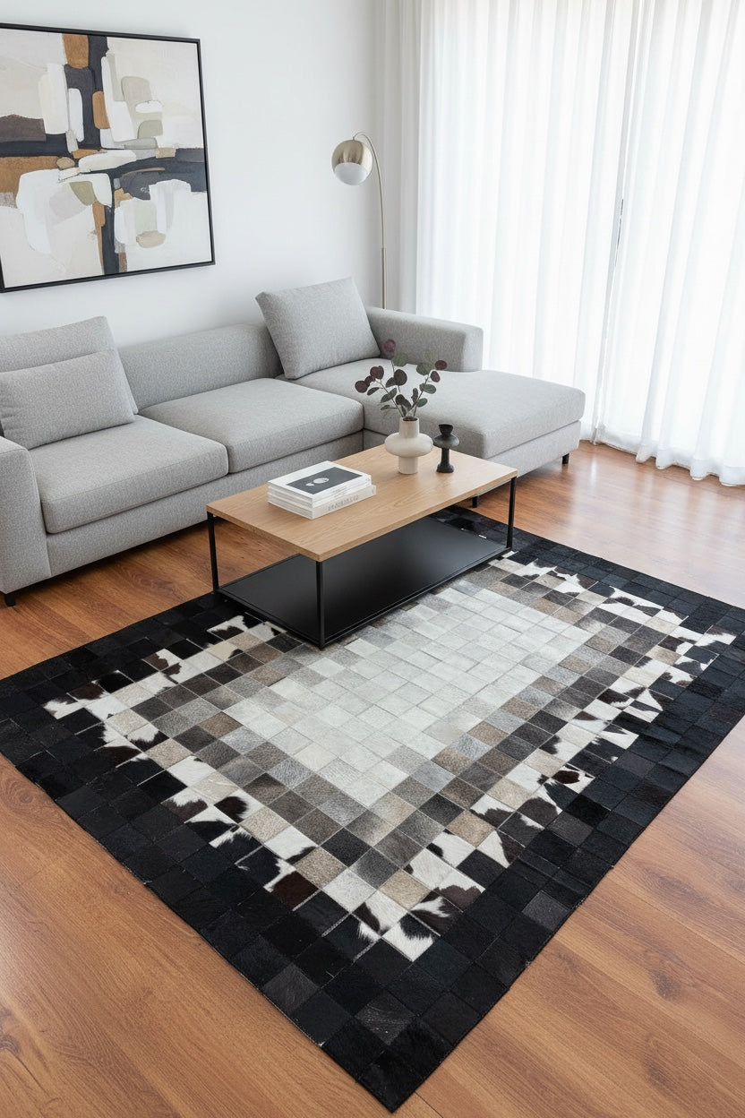 Patchwork Original Leather Rug – 120X180 by Camel Carpet