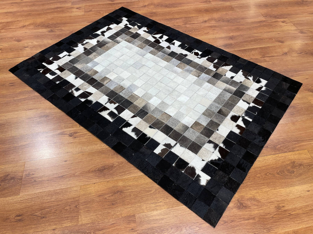 Patchwork Original Leather Rug – 120X180 by Camel Carpet