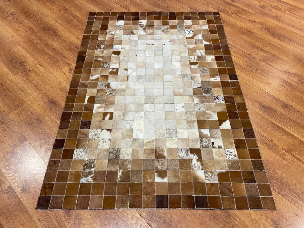 Patchwork Original Leather Rug – 120X180 by Camel Carpet