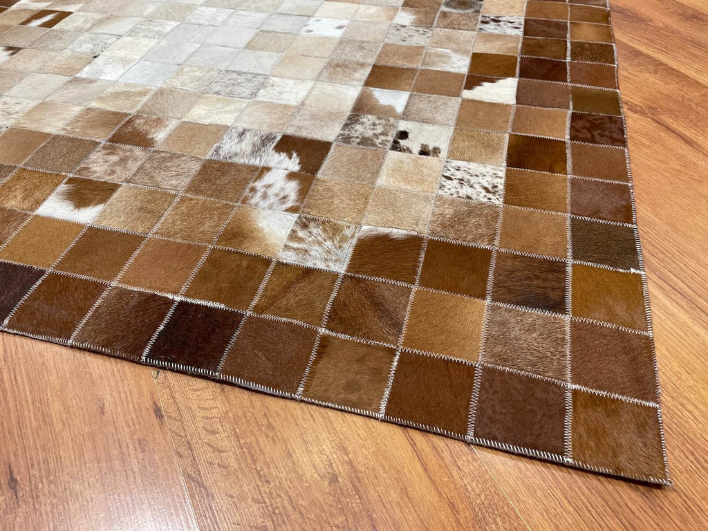 Patchwork Original Leather Rug – 120X180 by Camel Carpet