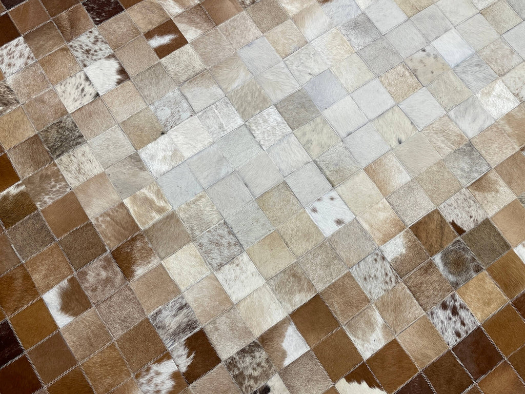 Patchwork Original Leather Rug – 120X180 by Camel Carpet