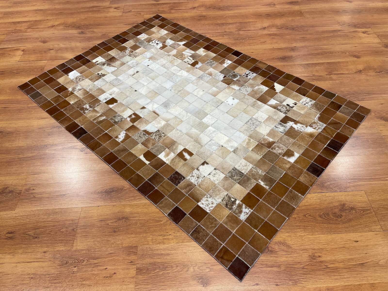 Patchwork Original Leather Rug – 120X180 by Camel Carpet