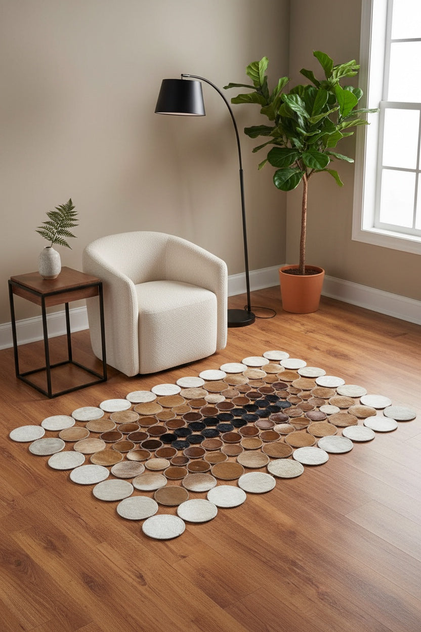 Polka Dot Original Leather Rug by Camel Carpet