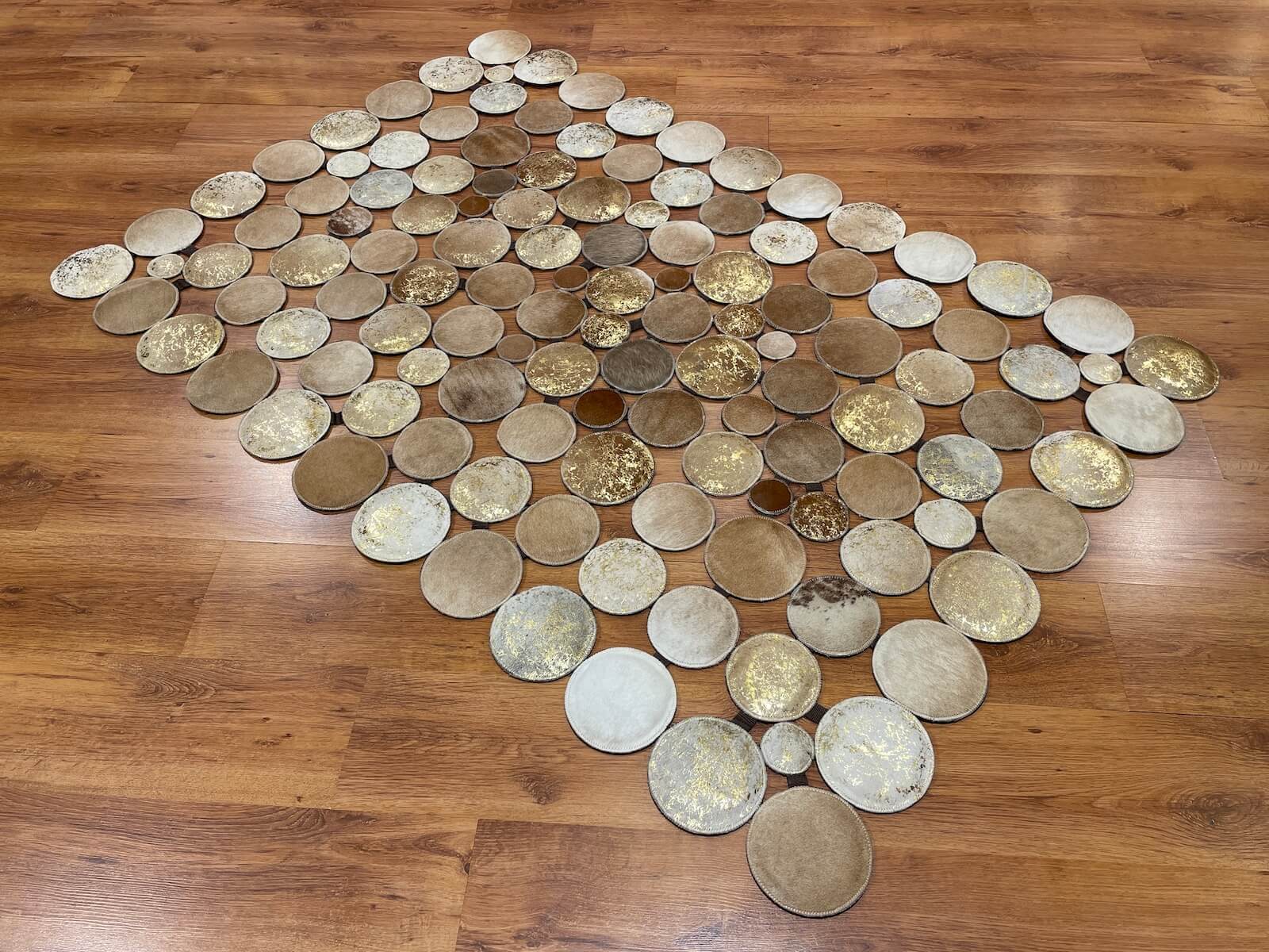 Polka Dot Original Leather Rug by Camel Carpet