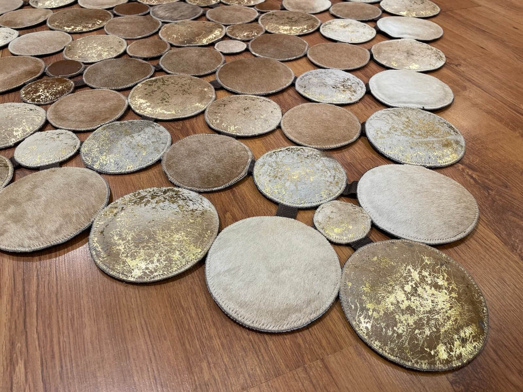 Polka Dot Original Leather Rug by Camel Carpet