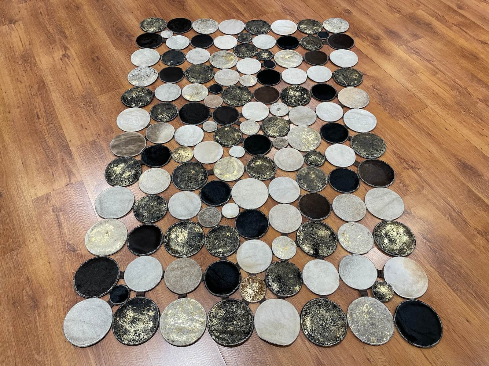 Polka Dot Original Leather Rug by Camel Carpet