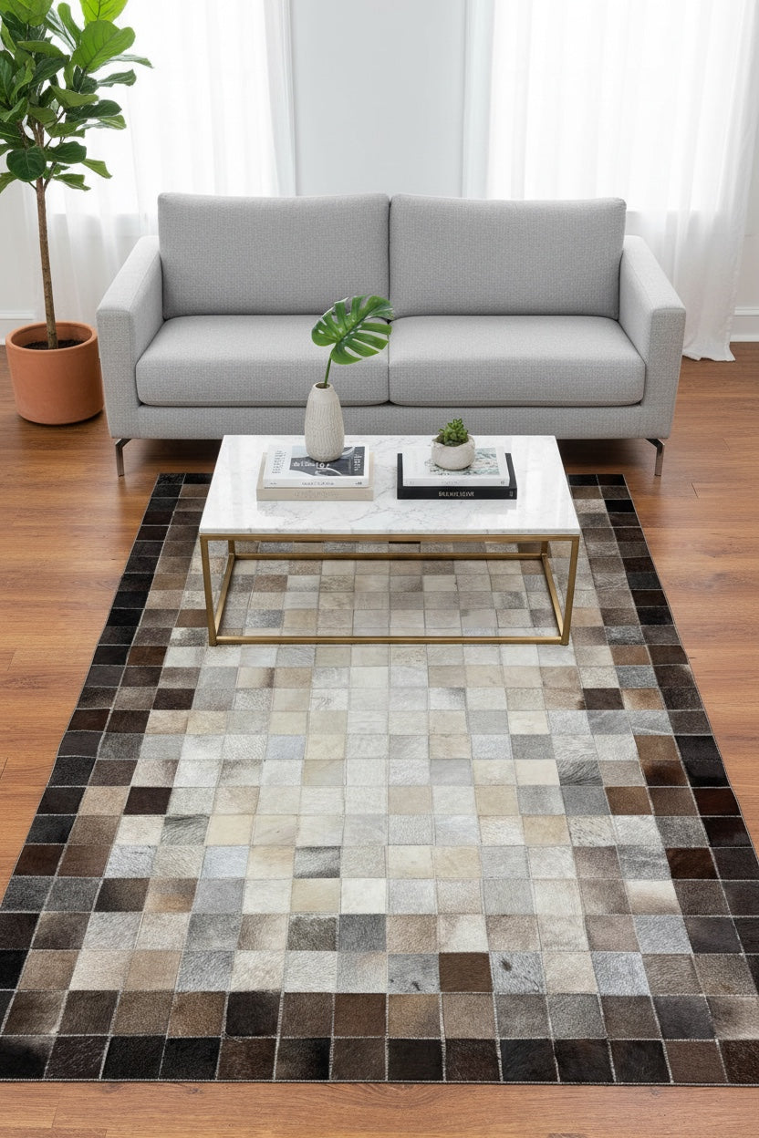 Patchwork Original Leather Rug by Camel Carpet