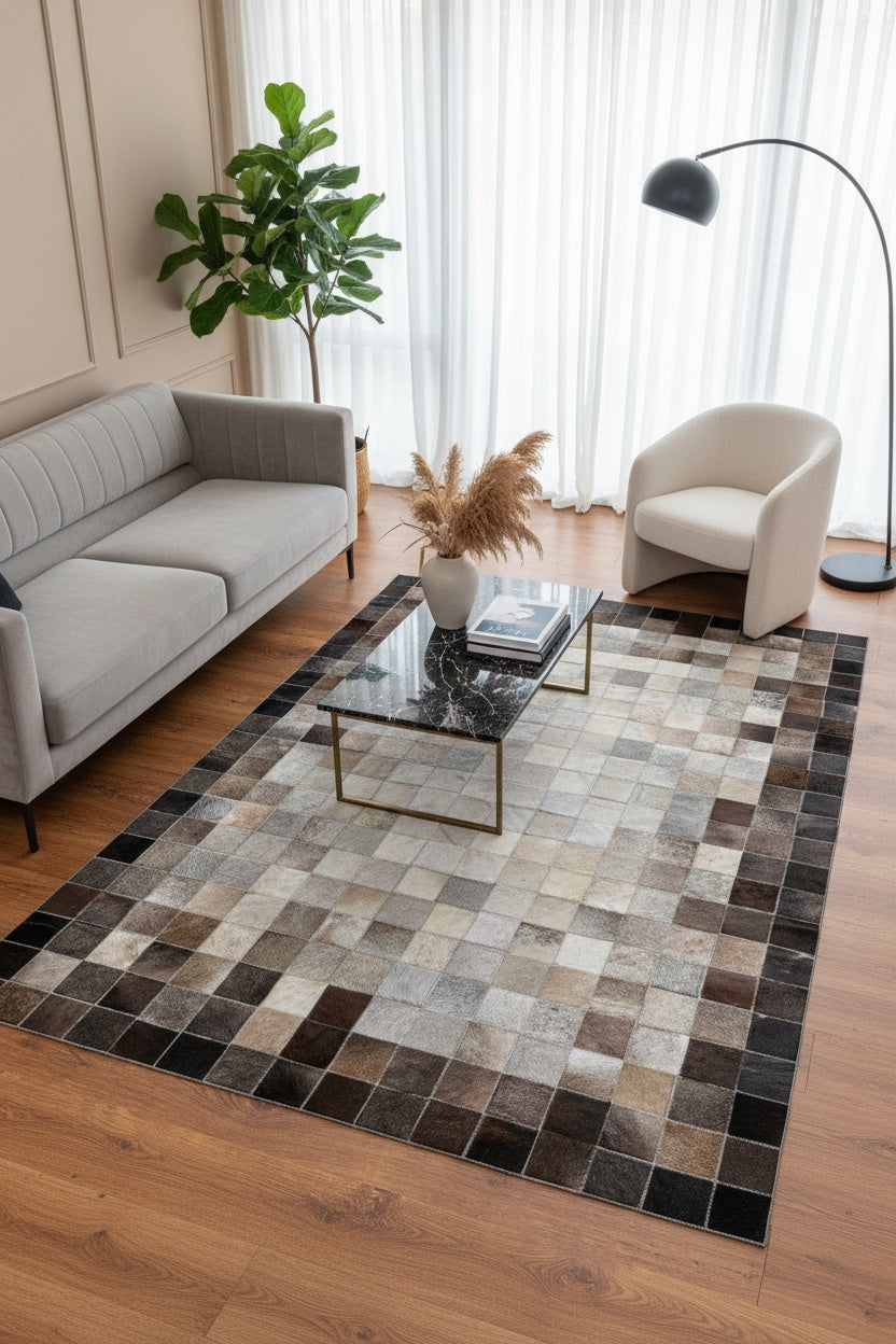 Patchwork Original Leather Rug by Camel Carpet