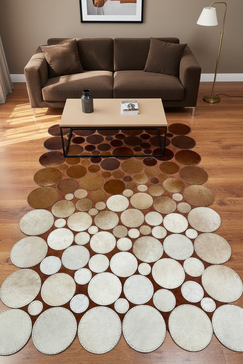 Polka Dot Original Leather Rug by Camel Carpet