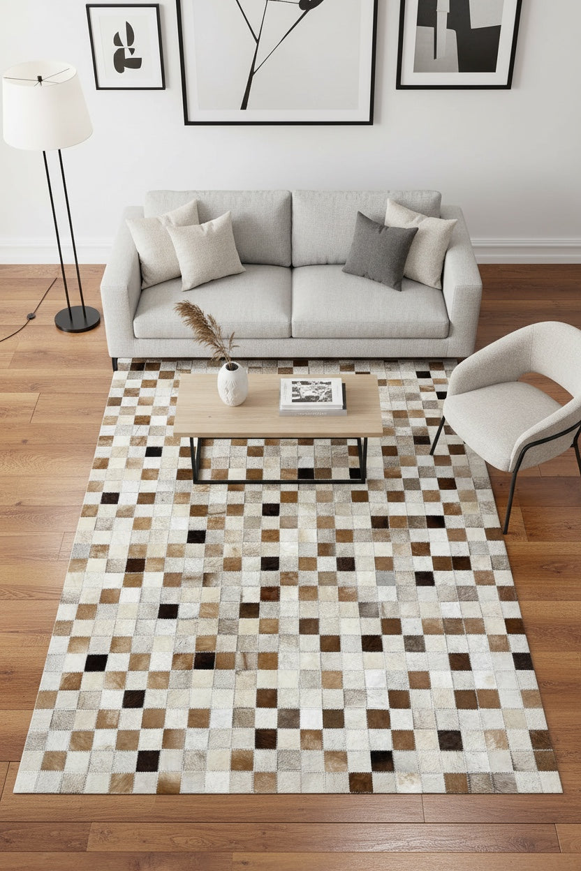 Patchwork Original Leather Rug by Camel Carpet