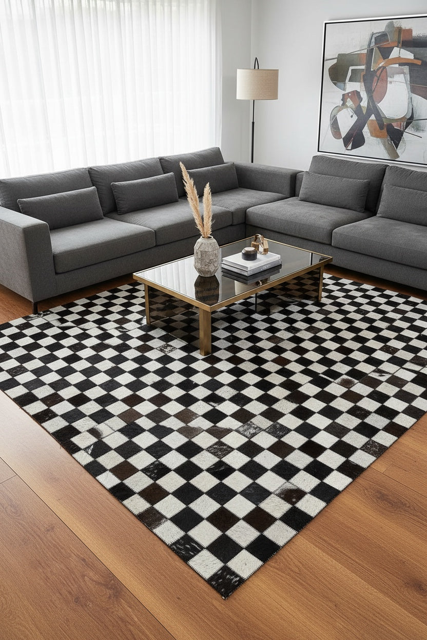 Patchwork Original Leather Rug by Camel Carpet