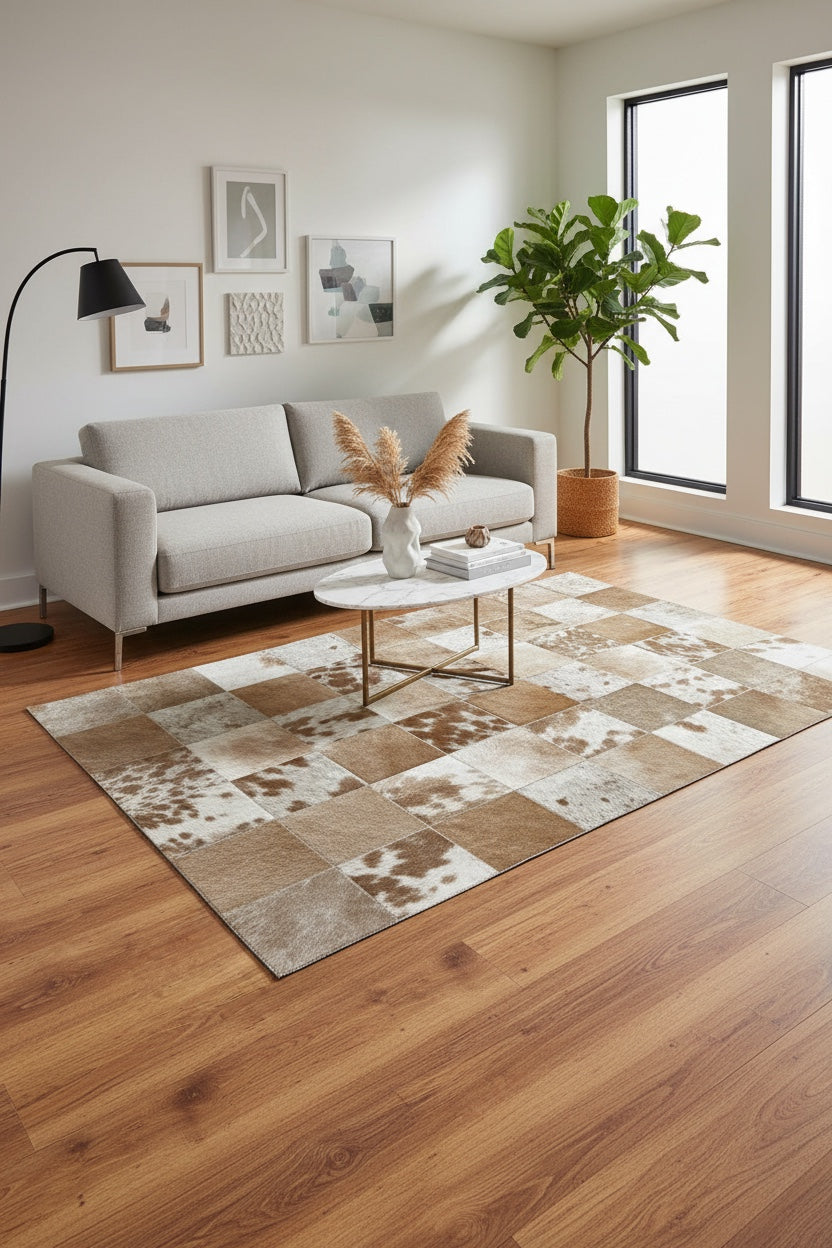 Patchwork Original Leather Rug by Camel Carpet