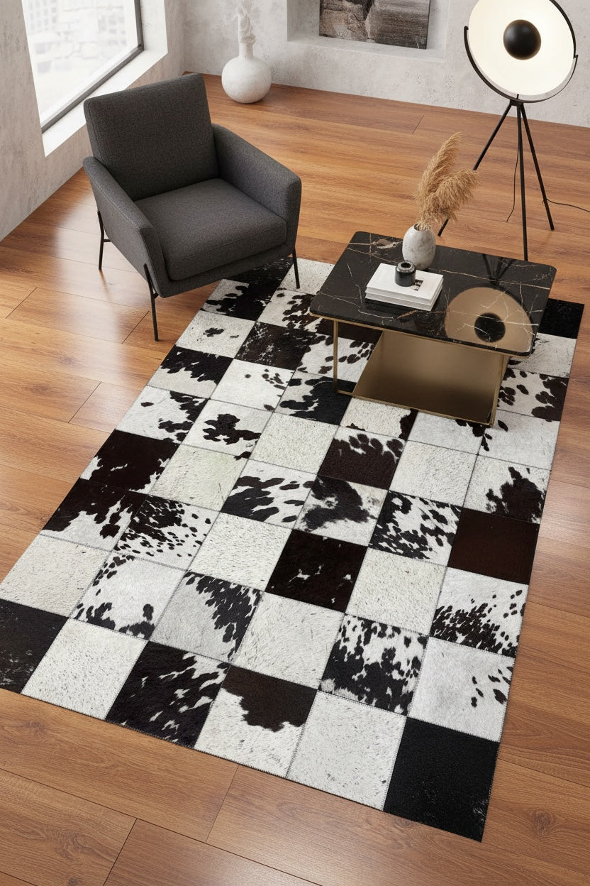 Patchwork Original Leather Rug by Camel Carpet