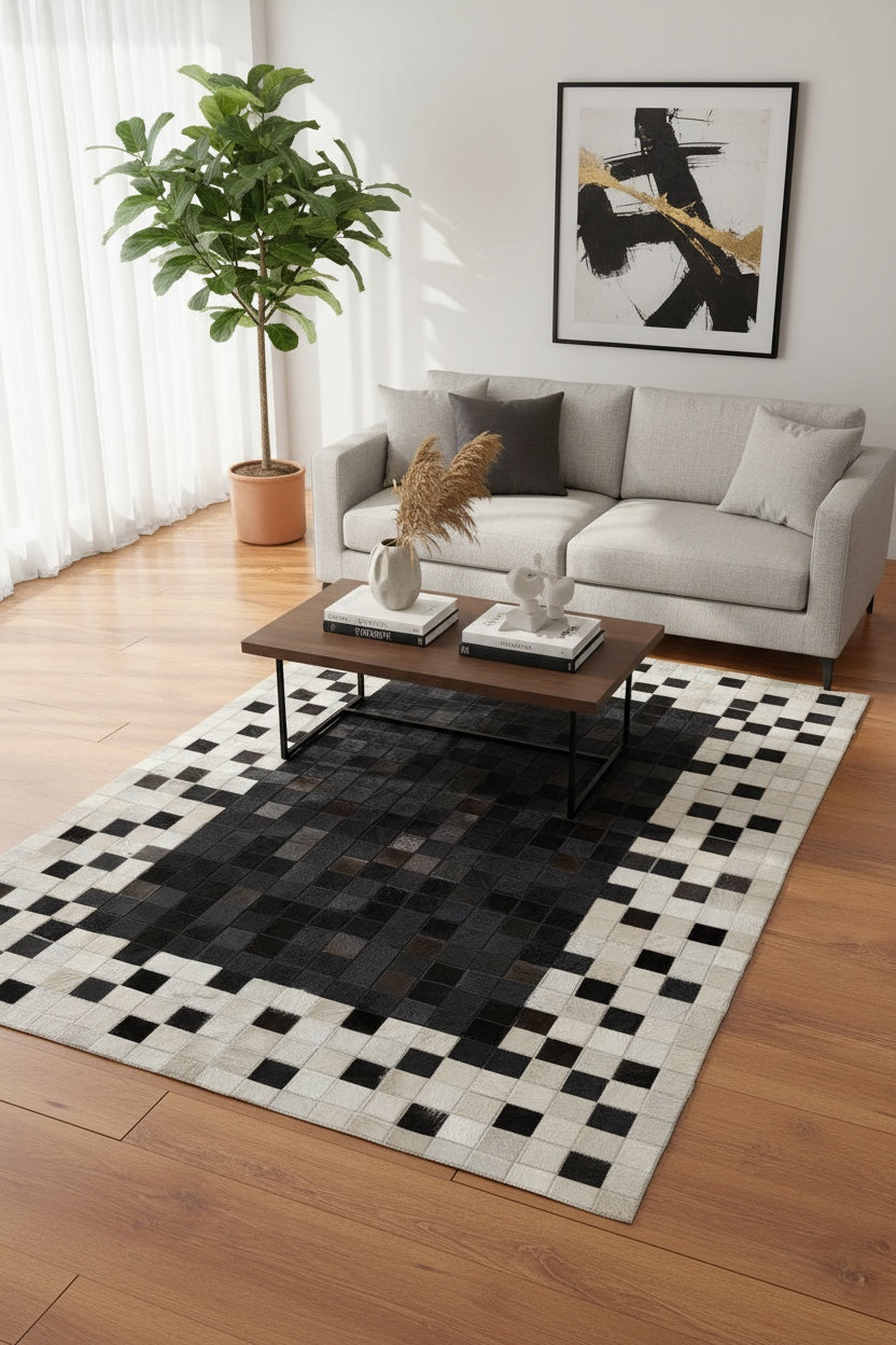 Patchwork Original Leather Rug by Camel Carpet