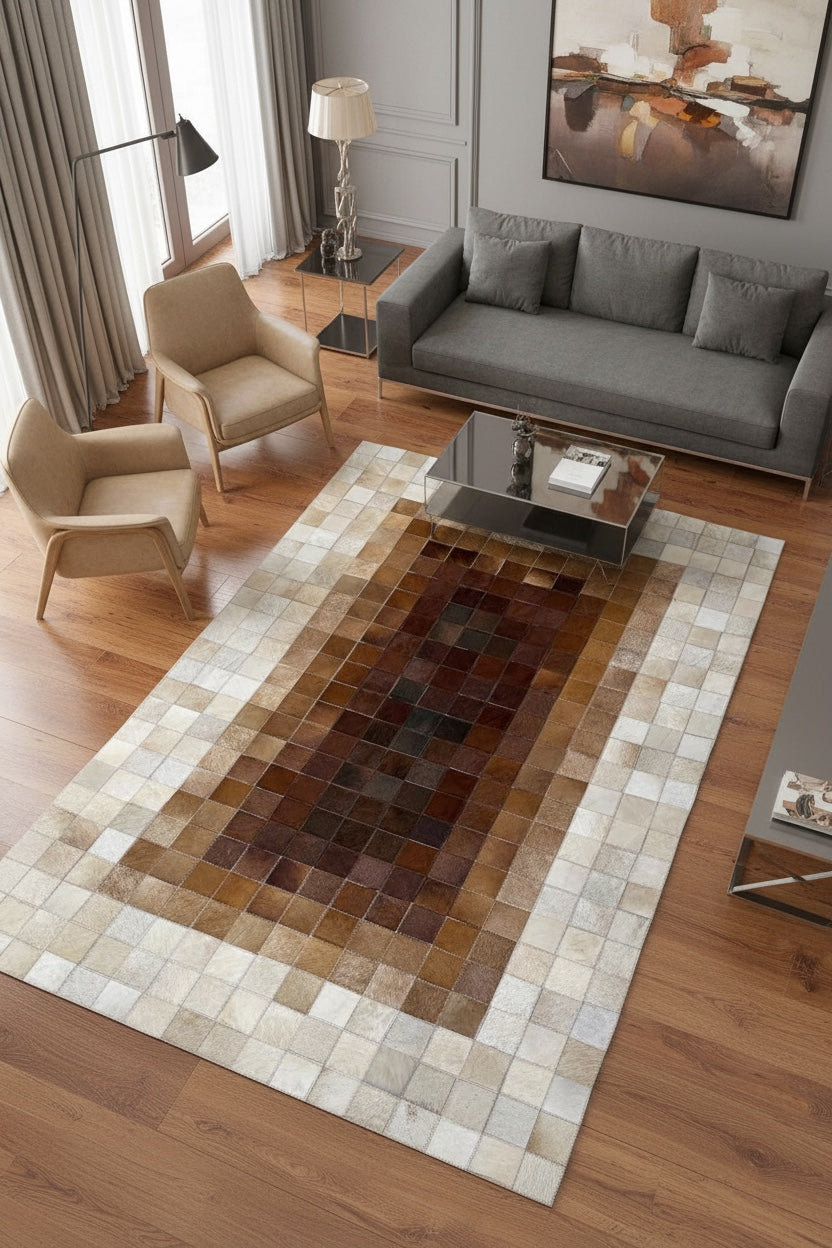 Patchwork Original Leather Rug by Camel Carpet