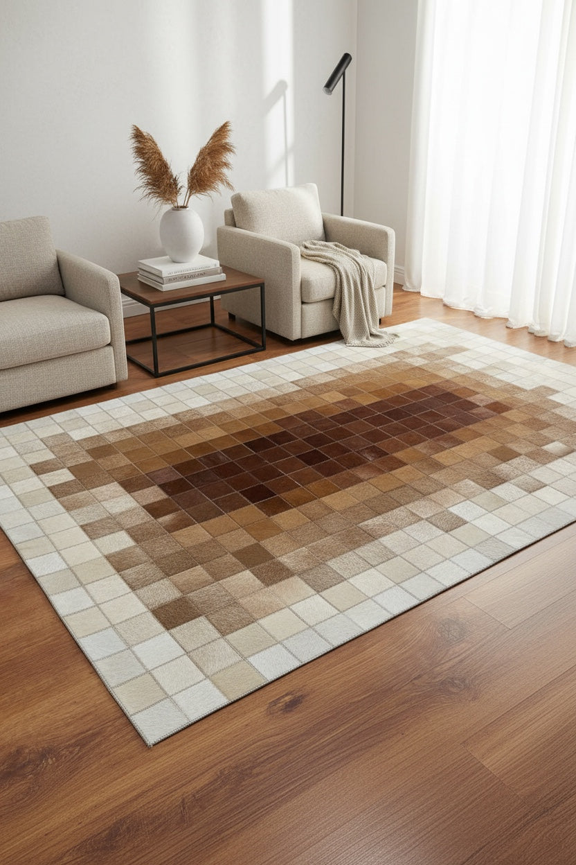 Patchwork Original Leather Rug by Camel Carpet