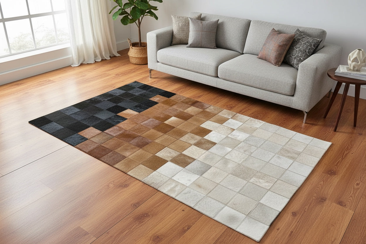 Patchwork Original Leather Rug by Camel Carpet