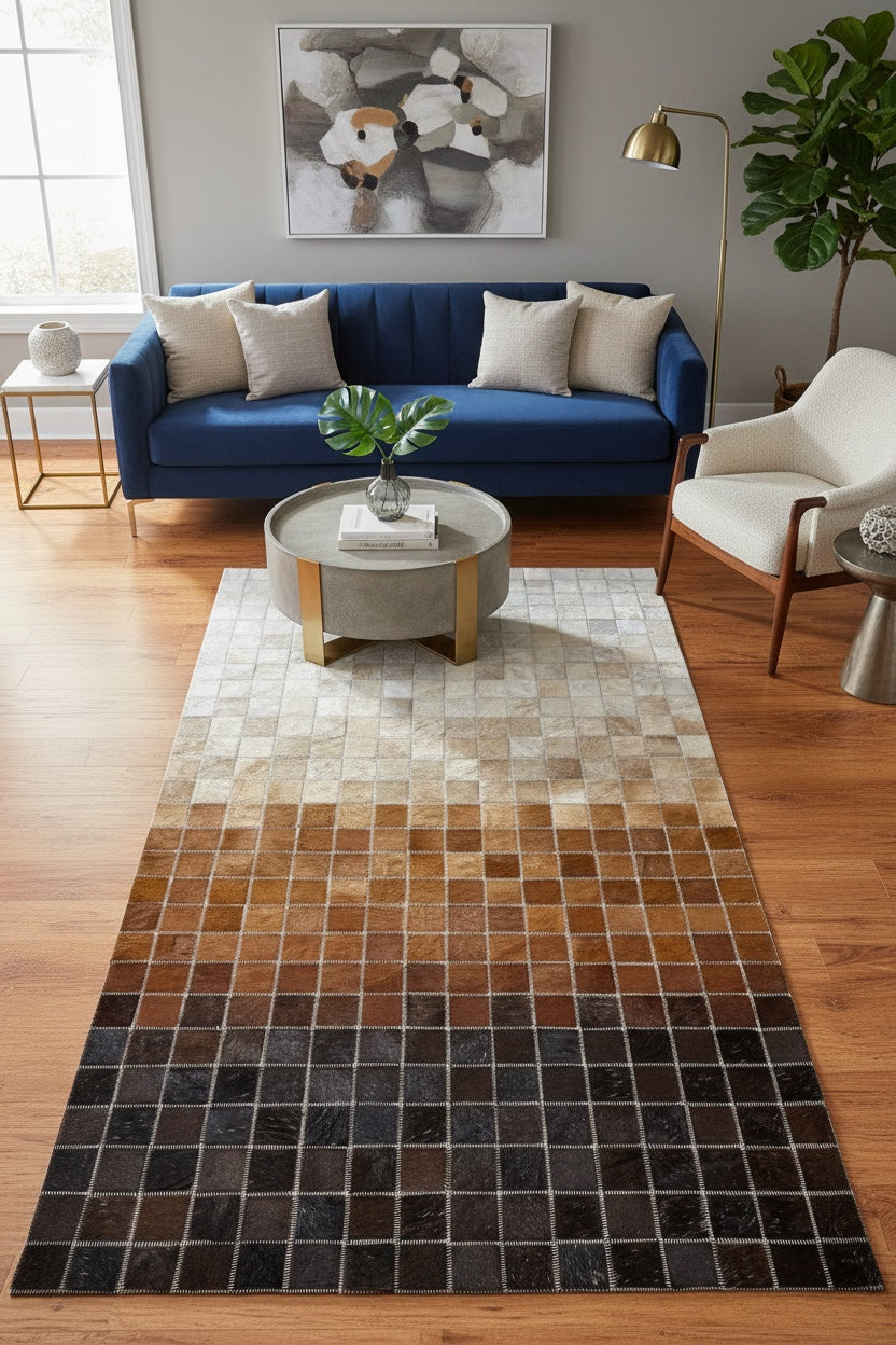 Patchwork Original Leather Rug by Camel Carpet