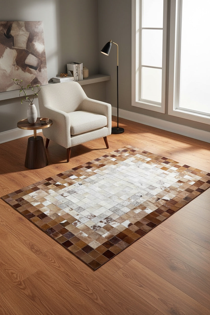 Patchwork Original Leather Rug by Camel Carpet